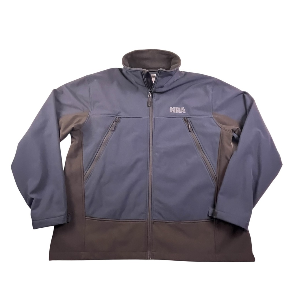 NRA Mens XL Softshell Jacket Navy Blue Full Zip Fleece Lined Tactical‎ Coat